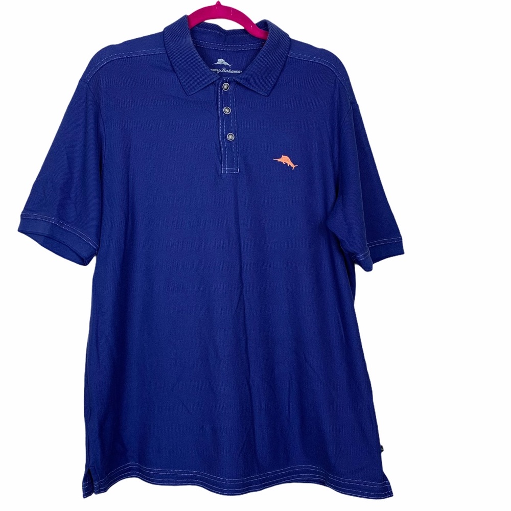 Tommy Bahama Supima Cotton Blue Orange Polo Shirt - Picture 1 of 6